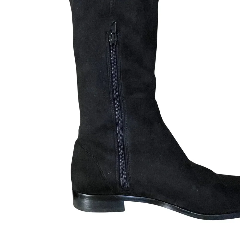 Ann Taylor OTK Carlene Boot Black Flat Suede Size 8 Almond Toe